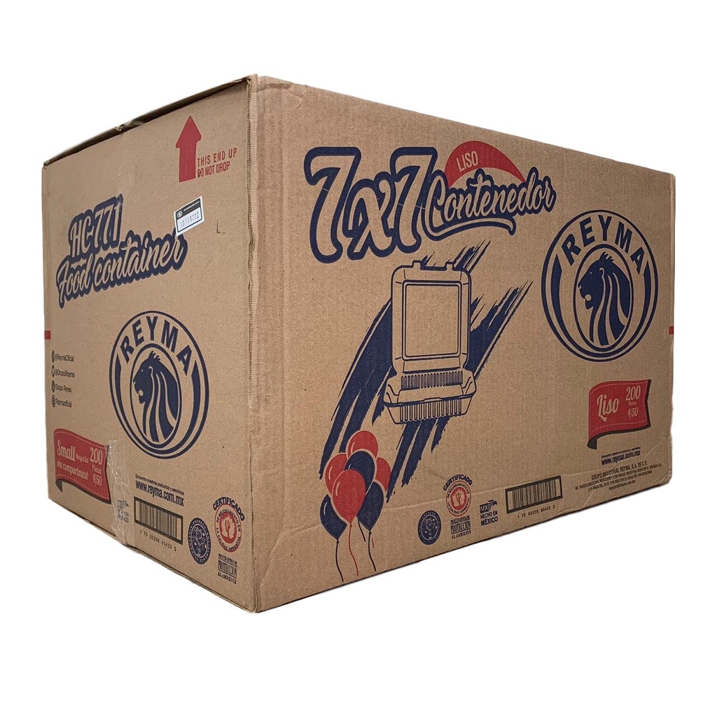 Caja De Contenedor 7x7 Liso Reyma Térmico Desechable C/200 #CN7x7L