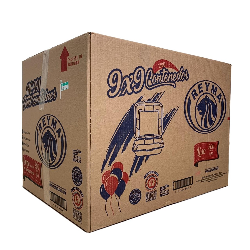 Caja De Contenedor 9x9 Liso Reyma Térmico Desechable C/200 #CN9x9L