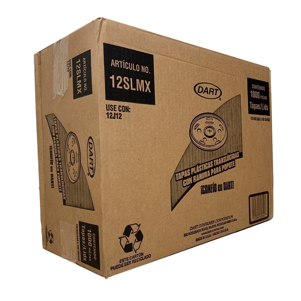 Caja De Tapa No.12 DART Desechable C/1000 #TP12SLMX