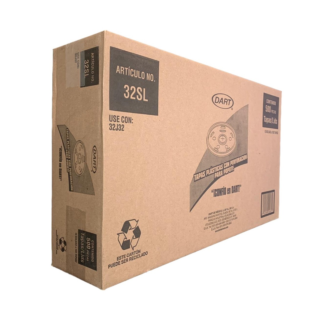 Caja De Tapa No. 32SLMX DART Desechable C/500 #TP32SLMX