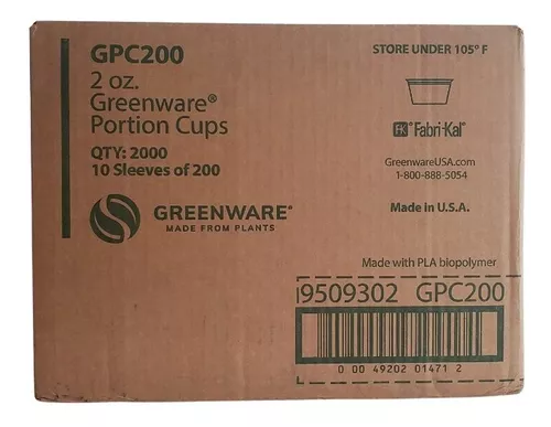 Caja De Envase 2 Oz Greenware Pla FABRI-KAL C/2000 Piezas 