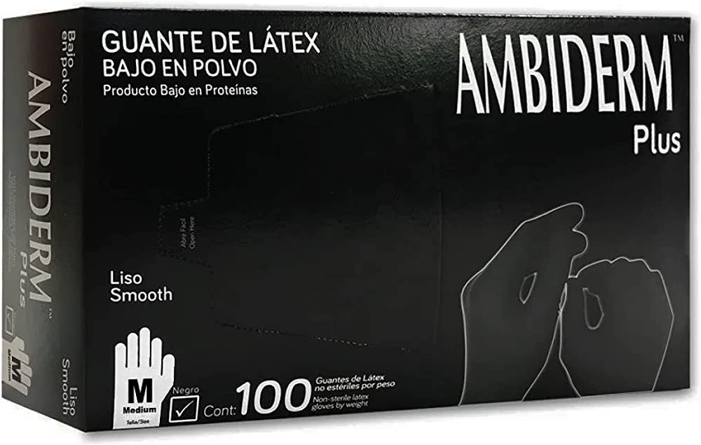 Guantes De Latex Ambiderm Negro C/100