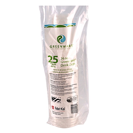 [GC24] Manga De Vaso 24 Oz Greenware Pla FABRI-KAL C/50 Piezas 