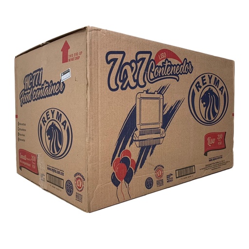 [reymaC7x7L] Caja De Contenedor 7x7 Liso Reyma Térmico Desechable C/200 #CN7x7L