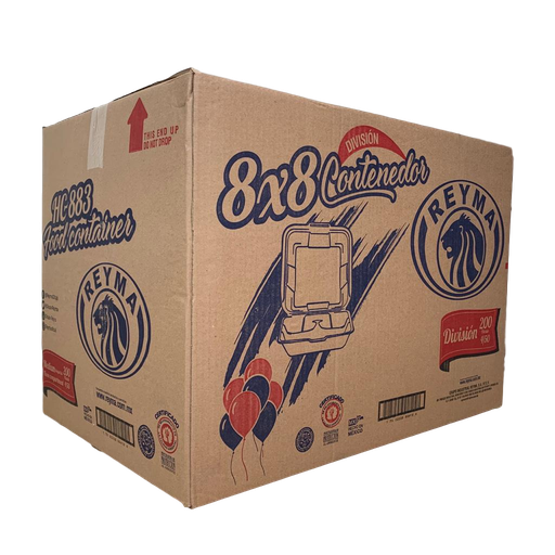 [reymaC8x8D] Caja De Contenedor 8x8 División Reyma Térmico Desechable C/200 #CN8x8D