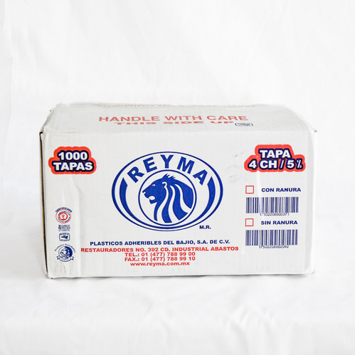 [ReymaCTP5.54CH] Caja De Tapa Lisa Para Vaso No. 5.5/4CH Reyma Desechable C/1000 #CTP5.54CH