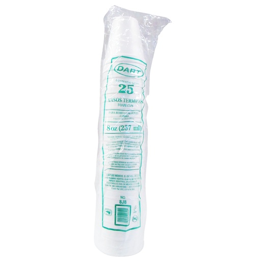 [DART8J8] Manga De Vaso DART No.8J8 Termico Desechable C/25 Piezas #8J8