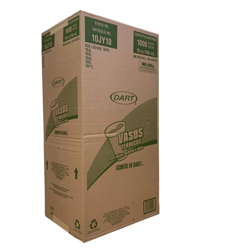 [C10JY10] Caja De Vaso DART No.10JY10 Térmico Desechable C/1000 Piezas #10JY10