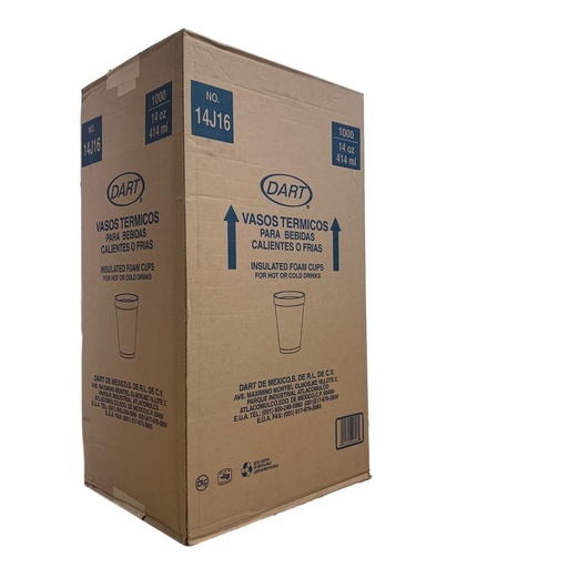 [DARTC14J16] Caja De Vaso DART No.14J16 Térmico Desechable C/1000 Piezas #14J16