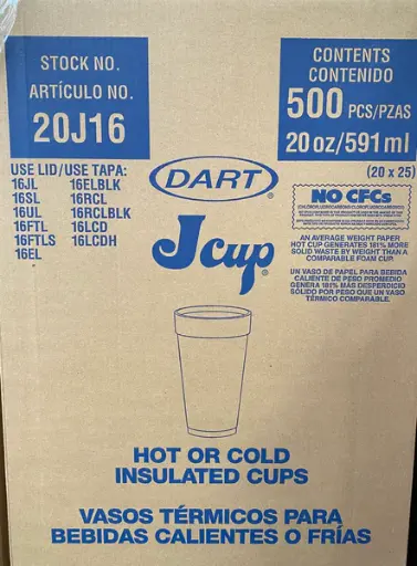 [DARTC20J16] Caja De Vaso DART No.20J16 Térmico Desechable C/1000 Piezas #20J16