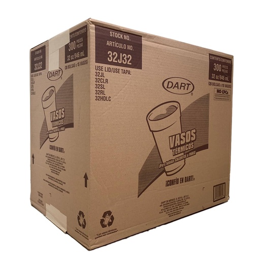 [DARTC32J32] Caja De Vaso DART No.32J32 Térmico Desechable C/300 Piezas #32J32
