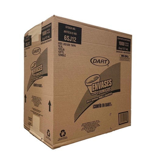 [DARTC6SJ12] Caja De Vaso DART No.6SJ12 Térmico Desechable C/1000 Piezas #6SJ12