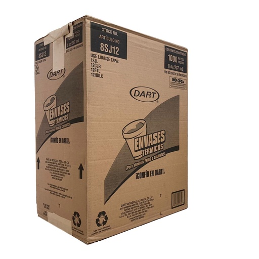[DARTC8SJ12] Caja De Vaso DART No.8SJ12 Térmico Desechable C/1000 Piezas #8SJ12