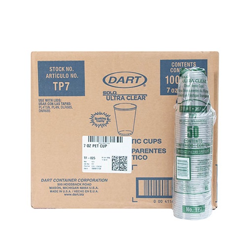 [SCCTP7] Caja De Vaso #07 Cristal Solo CUP Desechable C/1000 Piezas #TP7