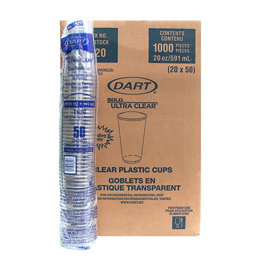 [SCCTN20] Caja De Vaso #20 Cristal Solo CUP Desechable C/1000 Piezas #TN20