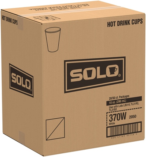 [C370W-2050] Caja De Vaso 10 Oz Blanco Solo Cup C/1000 Piezas #370W-2050