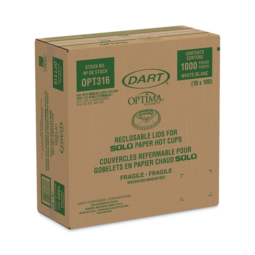 [COPT316] Caja De Tapa Optima Bebida Caliente Blanca C/1000 Piezas