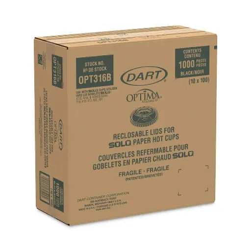 [COPT316B] Caja De Tapa Optima Bebida Caliente Negra C/1000 Piezas